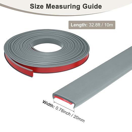 U-Shape Edge Banding, 0.78 Inch x 32.8 FT Self Adhesive Rubber Edge Trim Flexible TPE Corner Protector for Desk/Shelves/Furniture/Countertop/Table/Cabinet/Plywood [Gray]