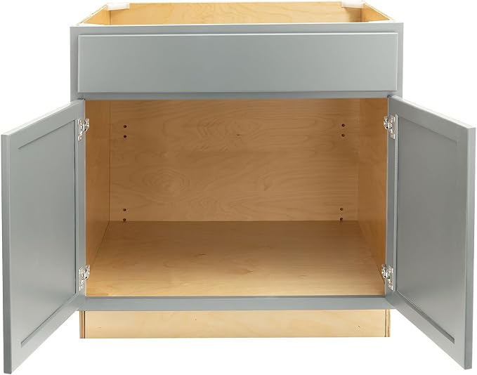 Quicklock RTA (Ready-to-Assemble) | Base Kitchen Cabinets - Shaker Style | Made in America (Magnetic Gray, 36" Wx34.5 Hx24 D Sink Base)