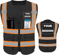 YOWESHOP High Visibility Reflective Safety Vest with Pockets Custom Your Logo Safety Workwear