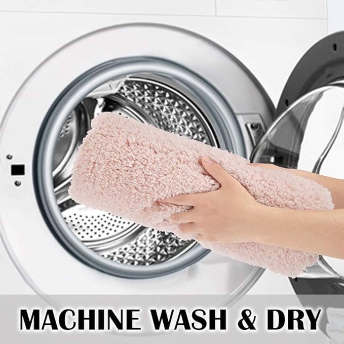 Suchtale Large Soft Bath Mat - Extra Absorbent Shaggy Microfiber Mat (24 x 40, Dusty Pink) - Machine Washable, Non Slip, Rubber Back