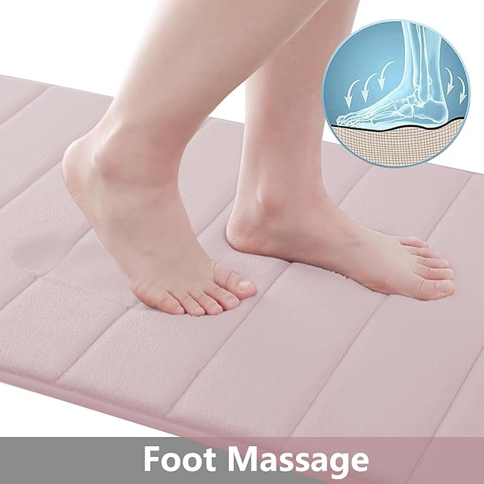 Buganda Memory Foam Bath Mat, 30" x 20", Ultra Soft and Non-Slip Bathroom Rugs, Water Absorbent and Machine Washable Bath Rug for Bathroom, Shower, and Tub, Peach