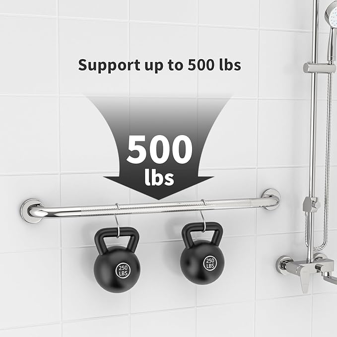 36 Inch Anti Slip Shower Grab Bar,Munzong 2 Pack Bathroom Grab Bars and Showers,Brushed Nickel Knurled Handicap Balance Bar,Safety Hand Rail Support Elderly Senior Bath Handle
