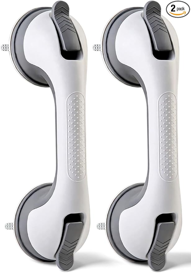 2 Pack Grab Bars for Shower Handle, Elderly Assistance Products, Seniors Removable Bar Safety, Suction Cup Handles for Bathtubs and Showers/Bathroom/Walls, Heavy Duty Handrails Grip 500lbs,No Drilling