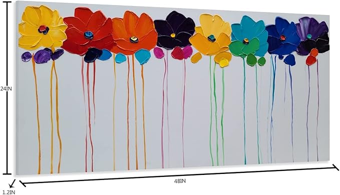 YHSKY ARTS Exquisite Handcrafted Chromatic Floral Oil Painting: A Masterpiece of Botanical Artistry for Interior Aesthetics