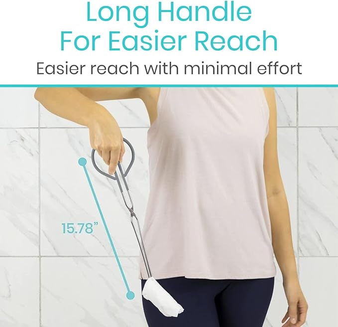 Vive Toilet Aids for Wiping Bottom - Tongs for Toileting, Wiper Reacher Tool, Self Wipe Assist - Handicap Accessories for Daily Living, Limited Mobility - Long Handle