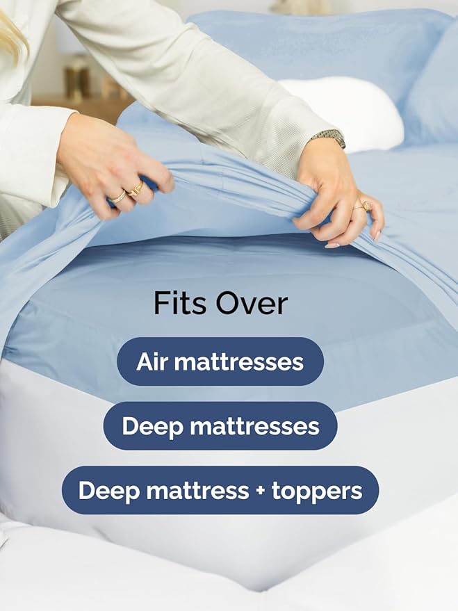 Extra Deep Cal King Sheet Set - 6 Piece Breathable and Cooling Sheets - Hotel Luxury Bed Sheets Set - Easy Fit - Soft, Wrinkle Free and Comfy Sheets Set - Sky Blue Sheet Set with Extra Deep Pockets