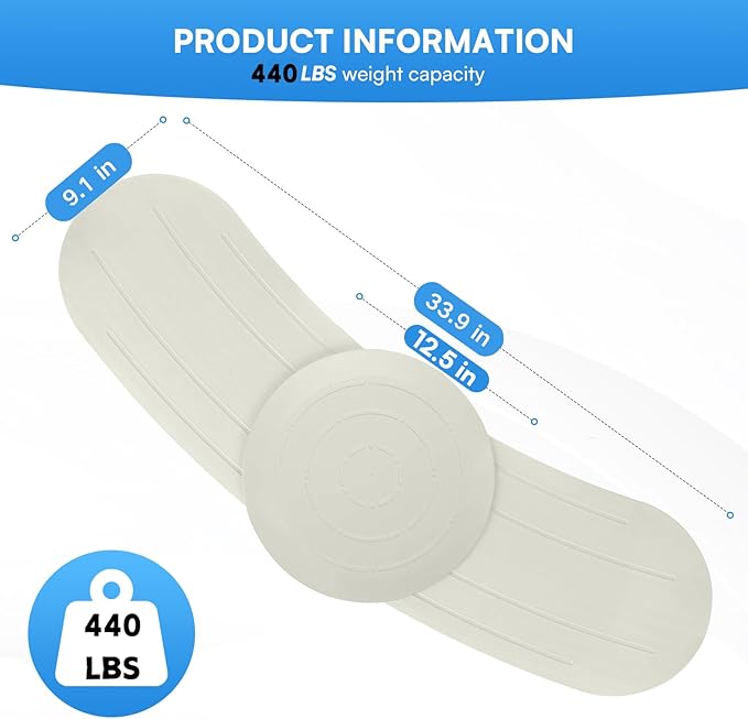 Slide Transfer Board with Turntable, Sliding Board for Smooth Pain-Free Transfers from Wheelchair to Bed Car, Non-Slip Texture for Seniors Disabled Patients, 440LBS, 33.9"L x 9.1"W, Beige
