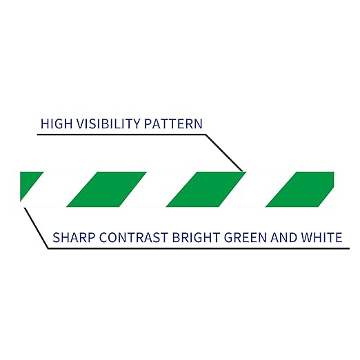 TAPEBEAR Hazard Caution Tape, 2inch x 150 Feet(50yds) Self Adhesive Warning Tape for Steps, High Visibility White&Green Tape for Halloween Outdoor Construction Warning, Danger Zone, 5Rolls