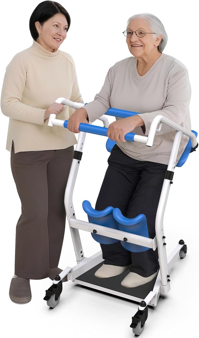 Upgraded Sit to Stand Patient Lift, One-Step Stand Assist Lift for Elderly,Lift Assist Transfer Device with Wheels, Home Care Use Transport Chair Stand Assist for Seniors, Adults & Disabled