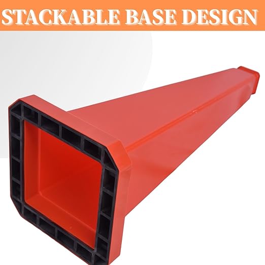 BESEA 6 Pack 28" Bright Orange Traffic Safety Cones with Weighted Base, High-Visibility Parking Cones for Driveways, Business Parking Lots, Garages, Indoor/Outdoor Use