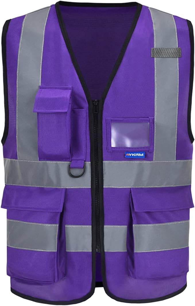 A-SAFETY Purple safety vest for women with pocket