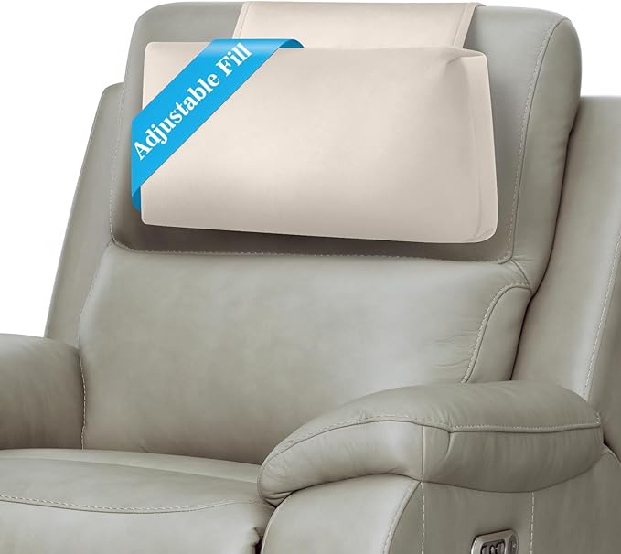 Recliner Headrest Pillow, Adjustable Comfort Neck & Head Support Pillow, Soft Velvet Non-Slip Headrest for Pain Relief & Relaxation, Ideal for Recliner, Couch, Chair, Sofa