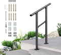 DIYHD 2 Step Handrail for Outdoor,Powder Coated Iron Stair Railing,Black Hand Rails for Indoor, Porch,Deck,1 Pack