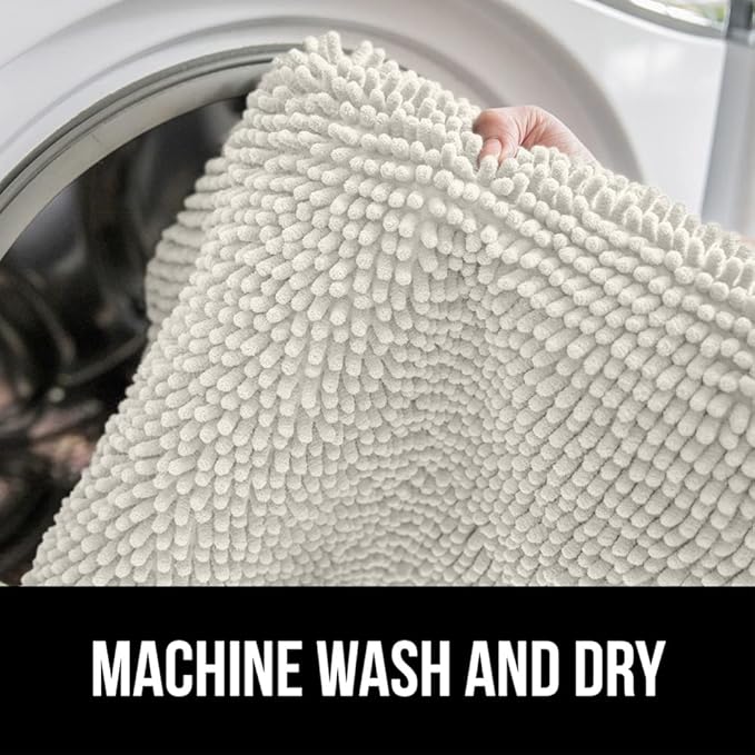GORILLA GRIP Bath Rug Mat, Thick Soft Absorbent Chenille, Quick Dry Microfiber Mats, Rubber Backing Washable Shower Floor Rugs, US Designed Bathroom Bathmat Home Decor Accessories, 24x17, Ivory