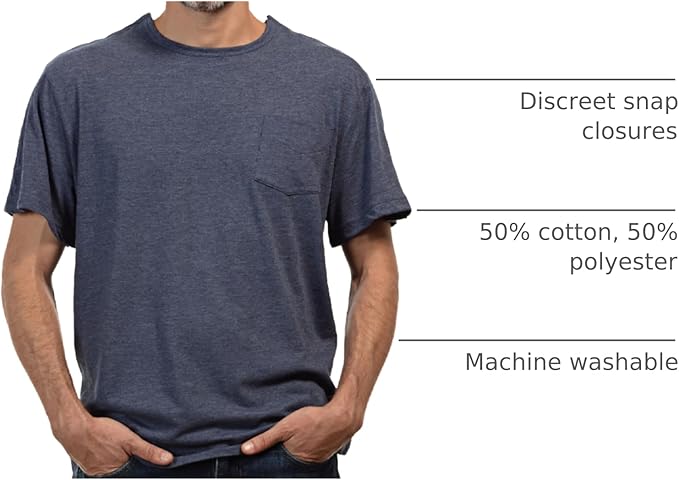 MAI We Care Post Shoulder Surgery Shirts for Men - Tear Away Recovery Apparel, Premium Chemotherapy Clothing