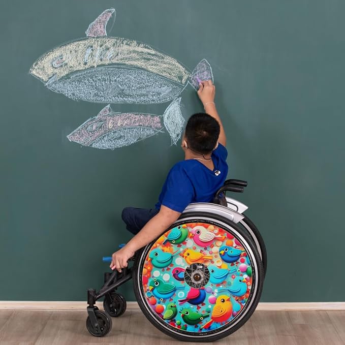 Designer Cover for Wheelchair Wheels, Enhances Aesthetics, Easy Install/Remove, Lightweight, New Matt Finish (Flutter and Fly)