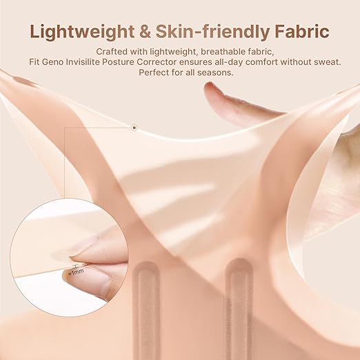 Fit Geno Posture Corrector for Women Invisilite: Invisible Lightweight Back Brace for Neck Shoulder & Upper Back Pain Relief - Improve Posture Correct Hunchback Slouching Under Clothes X-Large