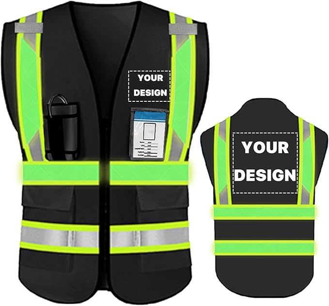 YOWESHOP High Visibility Reflective Safety Vest with Pockets Custom Your Logo Safety Workwear