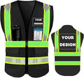 YOWESHOP High Visibility Reflective Safety Vest with Pockets Custom Your Logo Safety Workwear