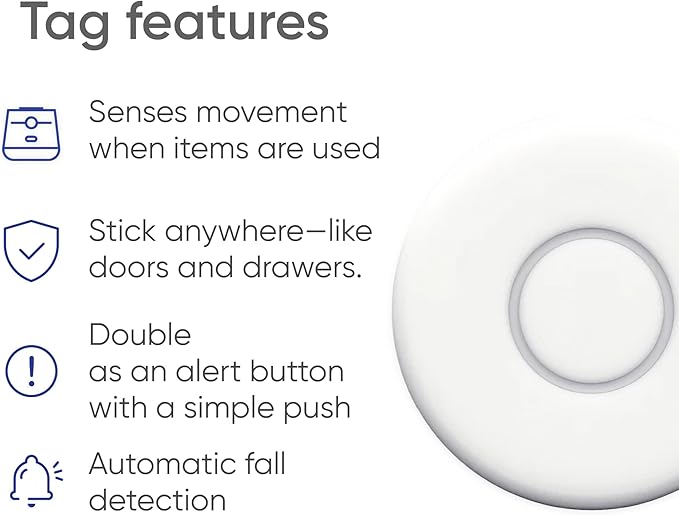 Tags - Fast, Easy Integration with Existing Smart Care Systems - Motion Detection, Emergency Panic Button, Wearable Fall Detection - Battery Operated - 2 Tags