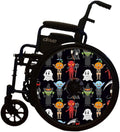 Designer Halloween Spooky Ghost Cover for Wheelchair Wheels, Enhances Aesthetics, Easy Install/Remove, Lightweight, for Boys and Adults (Happy Halloween)