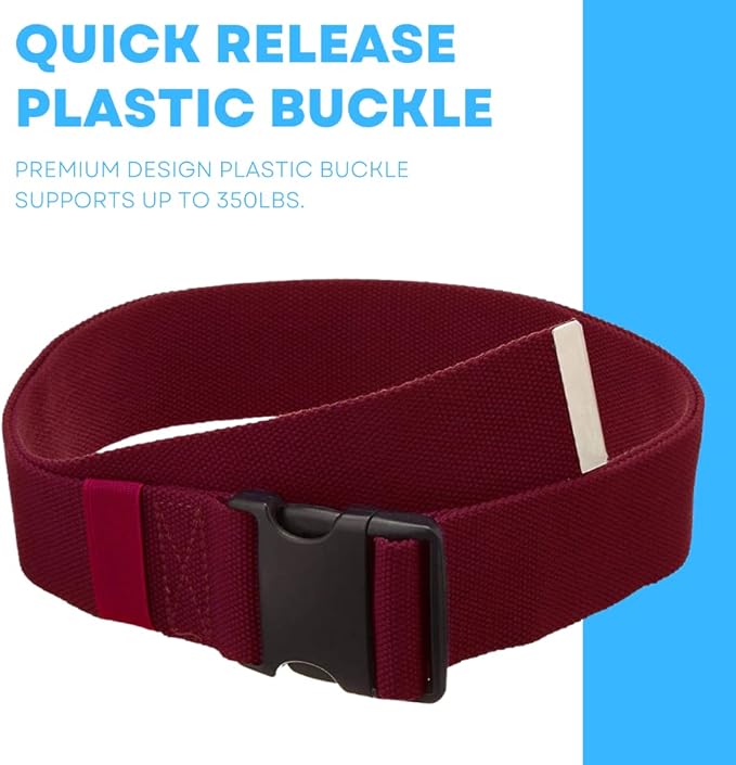 Gait Belt with Plastic Buckle by LiftAid - Transfer and Walking Aid with Belt Loop Holder for Assisting Therapist, Nurse, Home Care - 60"L x 2"W (Burgundy)