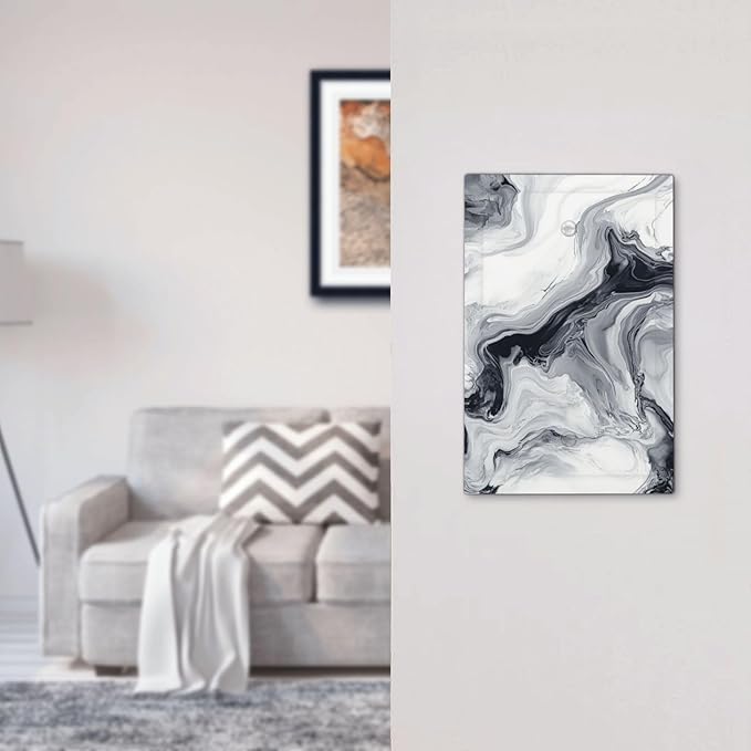 Abstract Marble Ink Texture Grey Marble Print Light Switch Cover Plate 1 Gang No Device Blank Electrical Wall Plates Faceplate Decorative Switch Plate for Bathroom Kitchen Decor