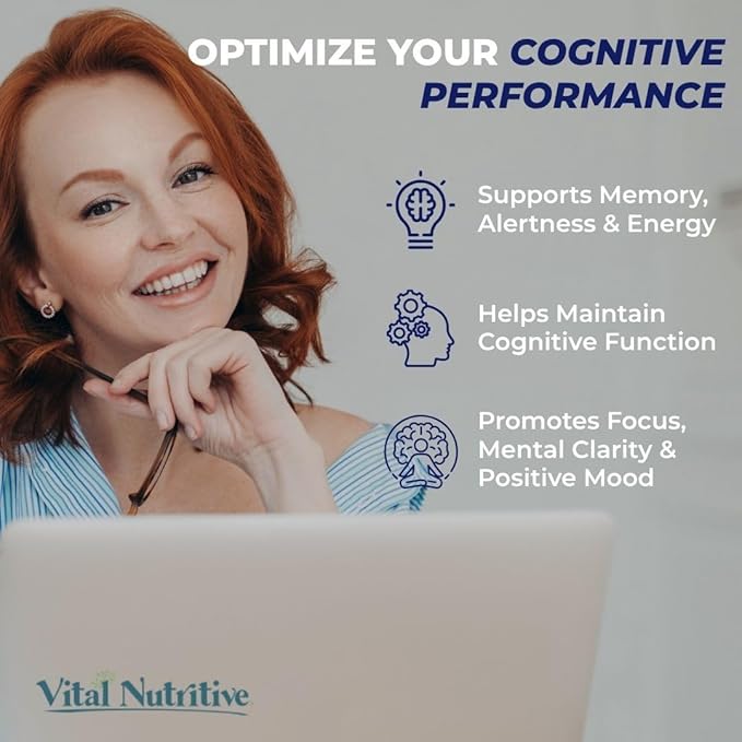 Vital Nootropic 12-in-1 Brain Supplement for Memory, Focus & Energy Support – L-Tyrosine, Bacopa, Rhodiola, Caffeine, B Vitamins – Cognitive Balance Capsules for Men & Women-30 Days Supply