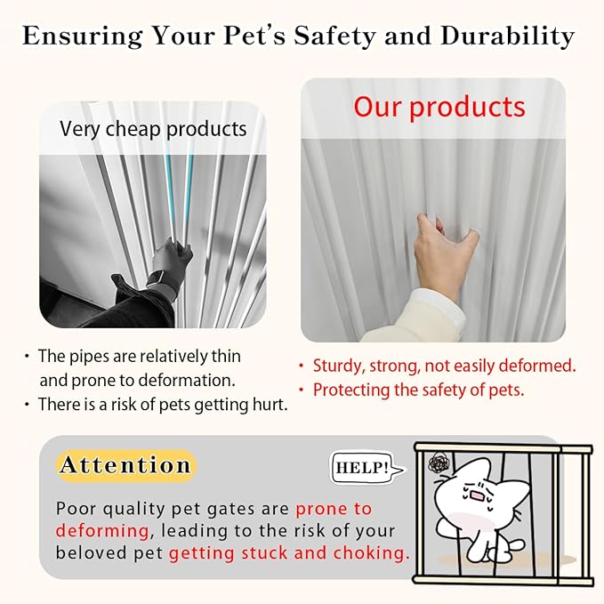Lumizone Extra Tall Cat Gate 61.02" High Pressure Mounted Extra Wide 2025 New (17 Sizes) 1.37" Gap No Drilling Auto-Close One-Handed Operation Tall Pet Gate for Dogs(White, 61.02" H x 42.52"-46.64" W)