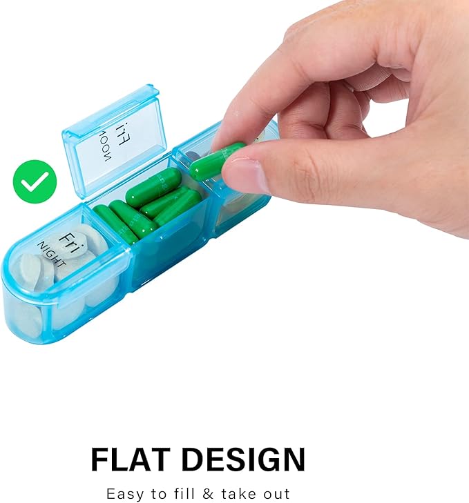 Daviky Pill Organizer 3 Times a Day, Daily Pill Box 7 Day, Weekly Cases Medicine Organizers to Hold Vitamins and Medication