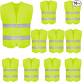 DUSKCOVE 10 Pack High Visibility Safety Vest for Traffic Work, Running, Surveyor and Security Guard - Construction Vest with 2 Reflective Strips, Made from Breathable and Neon Yellow Mesh Fabric