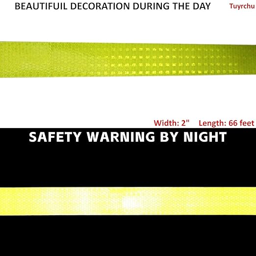 Industrial Reflective Tape Fluorescent Yellow 2 inch Wide, Outdoor Waterproof Hazard Conspicuity Warning Marking Tape (66 feet)