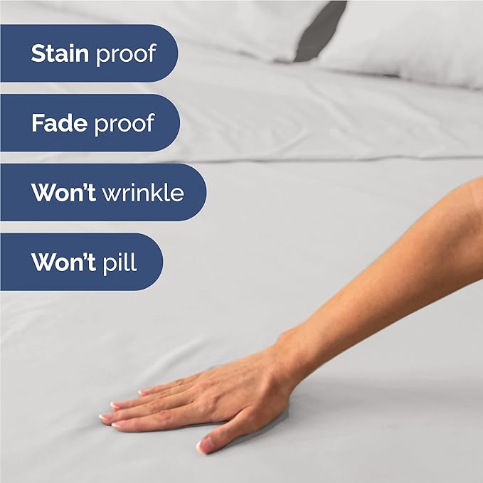 Twin XL 4 Piece Sheet Set - Cooling & Breathable Bed Sheets - Hotel Luxury Bed Sheets for Women, Men, Kids & Teens - Deep Pocket Bedding w/Easy Fit - Soft & Wrinkle Free - Twin XL French Grey Sheets
