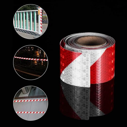 Red and White Reflective Tape Outdoor Waterproof 3 inch X 166 feet, High Visibility Hazard Safety Industrial Marking Tape