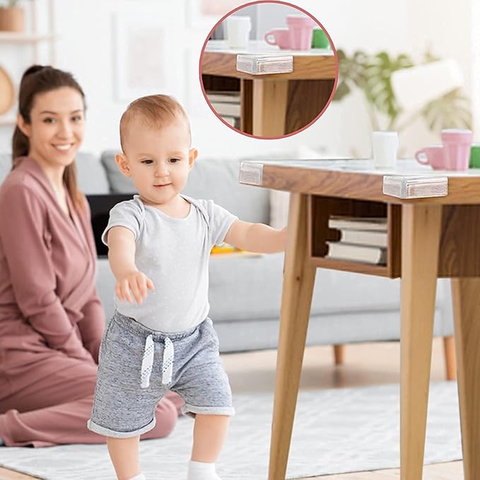Corner Protector, Baby Proof Furniture Corner Guards, Safety Bumpers & Cushion to Cover Sharp Furniture & Table Edges,Clear and Transparent,Pre-Taped (12 Count L-Shape(Park of 1))