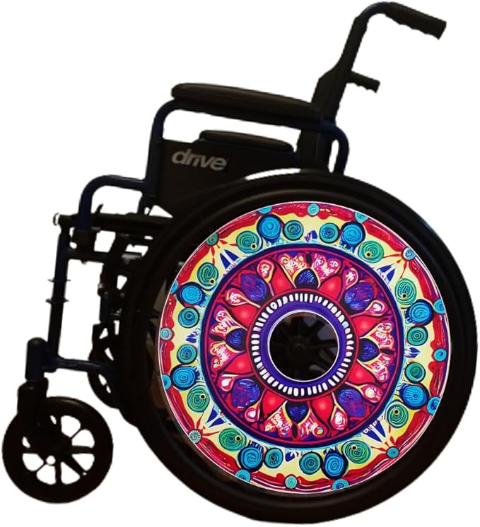 Designer Cover for Wheelchair Wheels, Enhances Aesthetics, Easy Install/Remove, Lightweight, New Matt Finish (Rangoli Design)