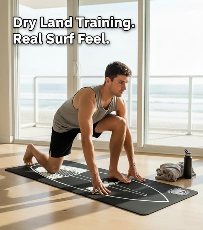 Surf Training Mat 72" × 27.5" - Surf Yoga Mat for Pop-Up Practice, Balance & Surfing Workout - Durable Non-Slip Neoprene Rubber Surf Mat Trainer for Home and Surf Fitness