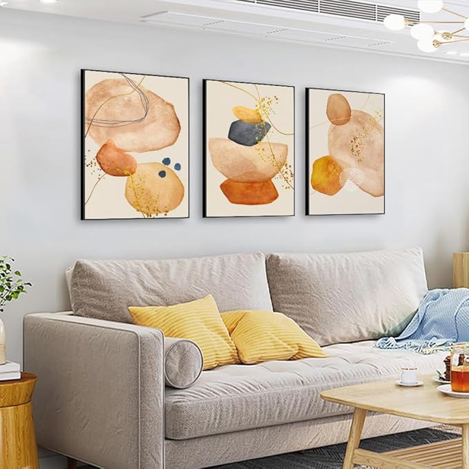 QKF Modern decor Minimalist Abstract framed Canvas Large Wall Art For Living Bedroom Bathroom Room Paintings posters Home Decoration posters & prints 16“X 24” wall art set of 3