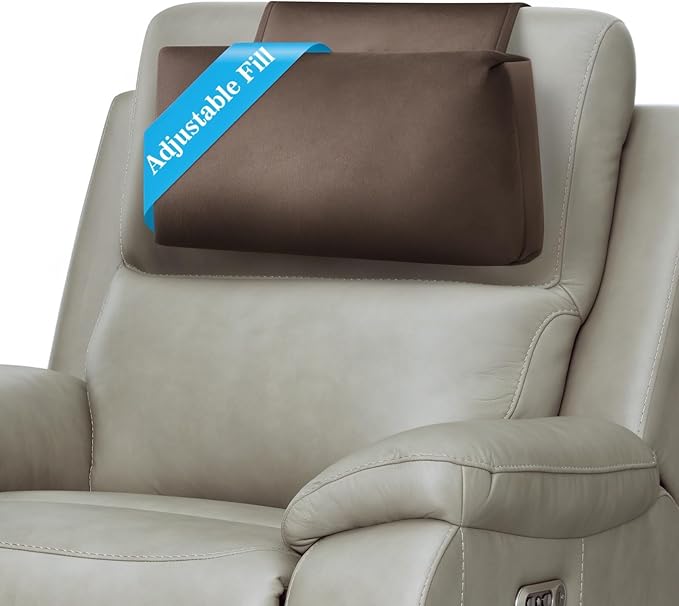 Recliner Headrest Pillow, Adjustable Comfort Neck & Head Support Pillow, Soft Velvet Non-Slip Headrest for Pain Relief & Relaxation, Ideal for Recliner, Couch, Chair, Sofa