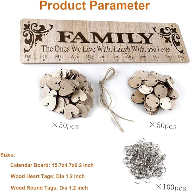 Christmas Mom Grandma Gifts from Daughter Son, Wooden Family Birthday Reminder Calendar Board to Track Date, Personalized Birthday Gift for Mother, Best Present Ideas for Parent Who Have Everything