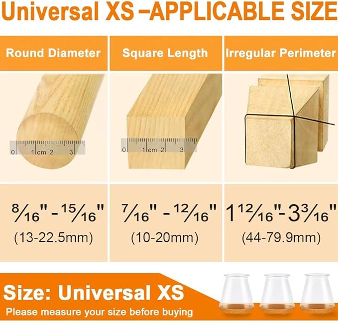 32 Pcs Chair Leg Floor Protectors for Hardwood Floors Silicone Covers to Protect Wood Tile Floors Scratches Felt Pads Furniture Leg Caps No Noise (Fit:0.5"-0.89")