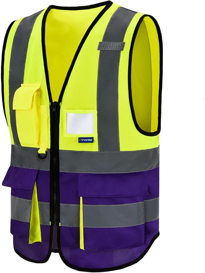 A-SAFETY yellow purple Construction Vest for men Yellow&Purple Color Mixed XXL
