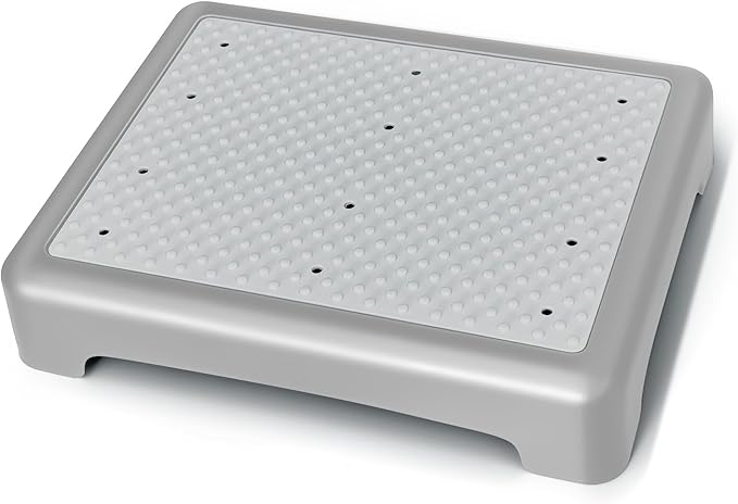 GWNF3.35'' Short Step Stool – 600lb Capacity Ultra-Sturdy Structure & Lightweight Step Stools for Seniors, Kids & Adults | Non-Slip Wide Platform | Mobility Step Stool for Indoor & Outdoor（Grey-Grey）