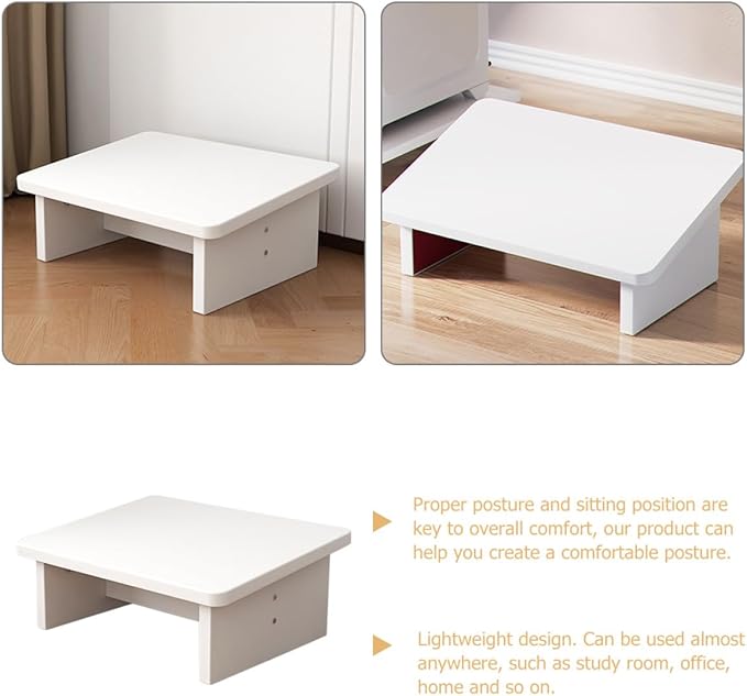 COHEALI Wooden Footrest Stool Warm White Multi-Functional Ergonomic Step Stool for Office Home Use Lightweight Stable Support for Foot and Back Comfort