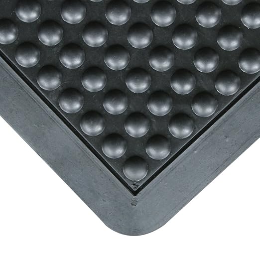 Rubber-Cal 03_184_ZWBK-4 Bubble Top Anti-Fatigue Rubber Floor Mat, 5/8" x 2' x 3', Black Borders (Pack of 4)