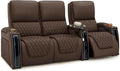 Seatcraft Apex Zero-Gravity CoolZero Italian Leather Home Theater Seating, Powered Headrest, Powered Lumbar, Powered Recline, Row of 3 Left Loveseat, Brown
