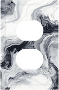 Abstract Marble Ink Texture Grey Marble Print Outlet Covers 1 Gang Duplex Light Switch Cover Decorative Switch Plates Electrical Receptacle Faceplate Wall Plate for Bathroom Kitchen Decor