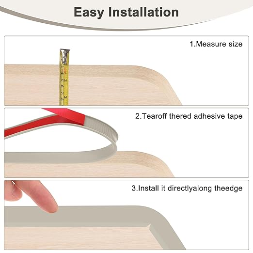 U-Shape Edge Banding, 1.18 Inch x 16.4 FT Self Adhesive Rubber Edge Trim Flexible TPE Corner Protector for Desk/Shelves/Furniture/Countertop/Table/Cabinet/Plywood [Khaki]