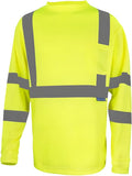 High Visibility Safety Long Sleeve Shirt, Reflective Strips, Available In Fluorescent Yellow/Orange, Sizes Small - 3XL