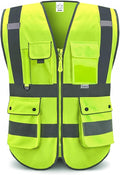 XIAKE Reflective Safety Vest for Men & Women High Visibility Class 2 Vest with Pockets Meets ANSI Standards